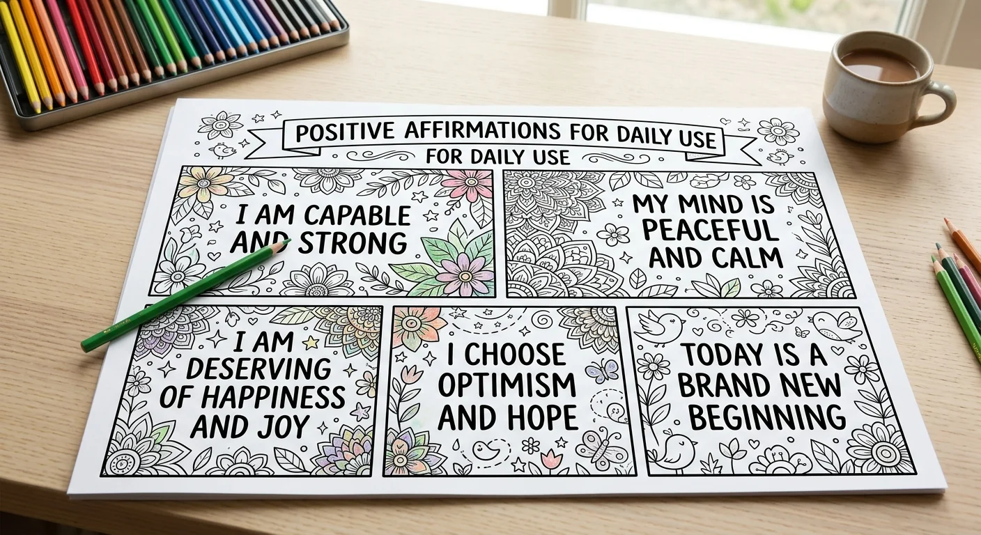 positive affirmations coloring sheets